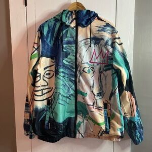Jean-Michel Basquiat Members Only Colab Hooded Windbreaker Jacket Size M